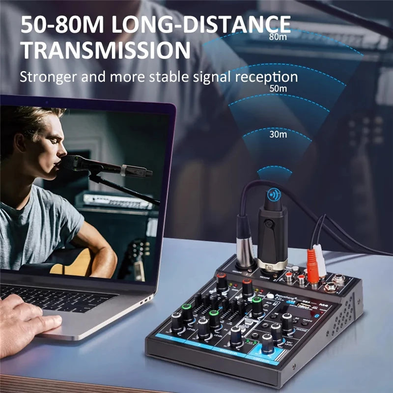Microphone Wireless System UHF XLR Mic Converter Transmitter & Receiver for Dynamic Microphone A8 Guitar Receiving Transmission