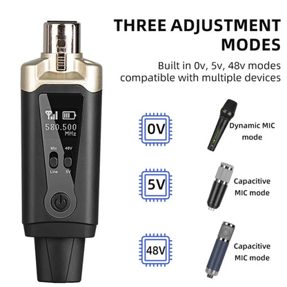 Microphone Wireless System UHF XLR Mic Converter Transmitter & Receiver for Dynamic Microphone A8 Guitar Receiving Transmission