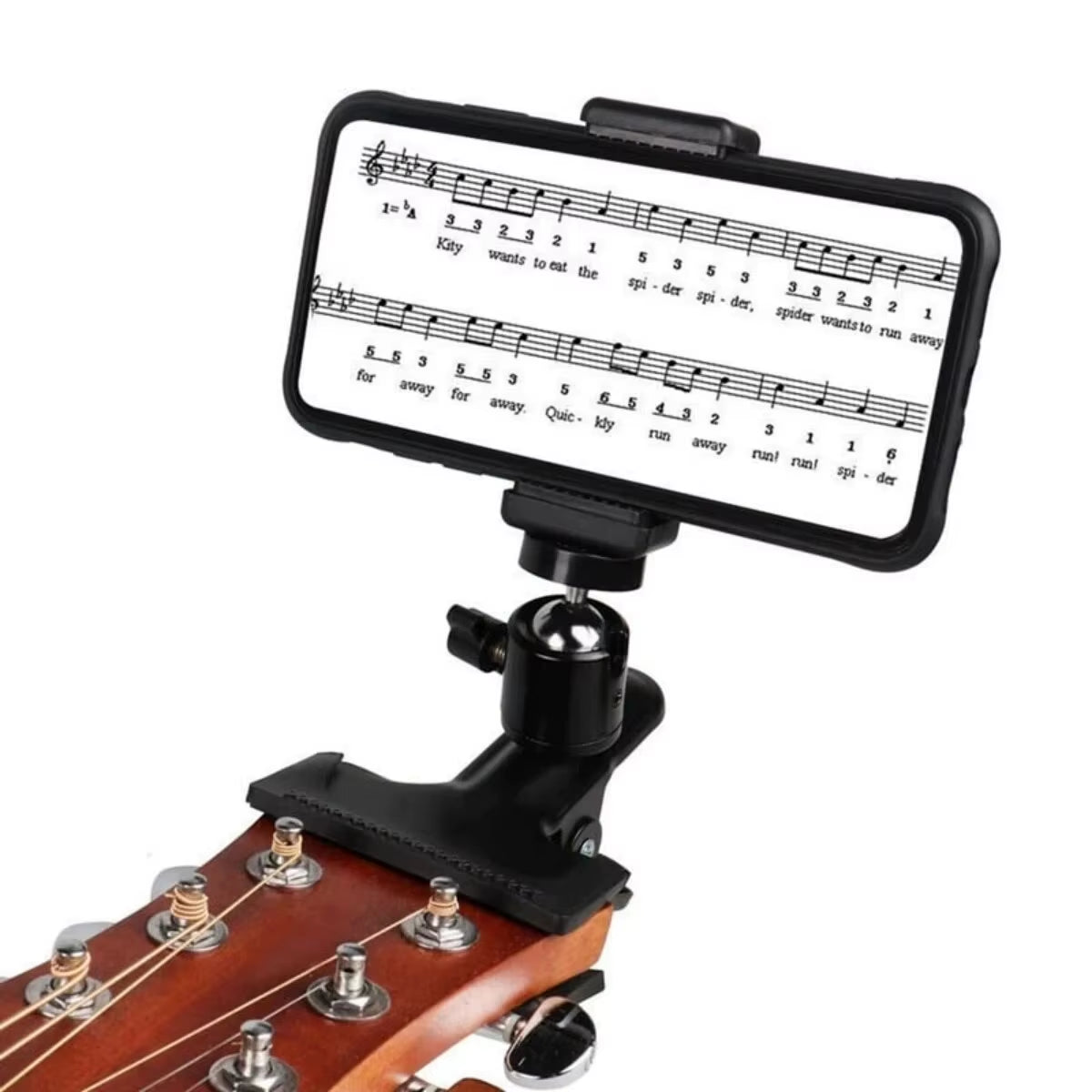 Guitar Head Clip Mobile Phone Holder Live Broadcast Bracket Stand Tripod Clip Head for Mobile Phones, Action Cameras